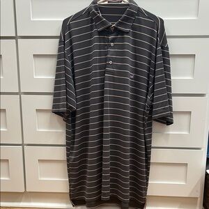 Men's Grey/light Pink Striped Polo Shirt